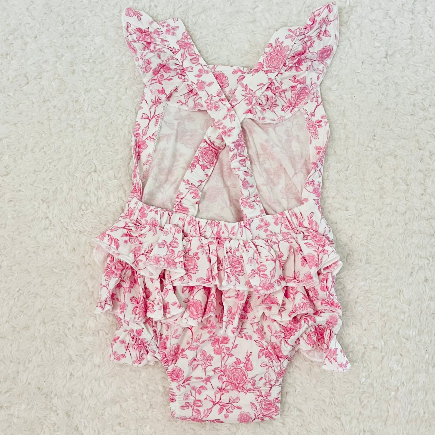 Rosewood Toile Bamboo Bubble Romper