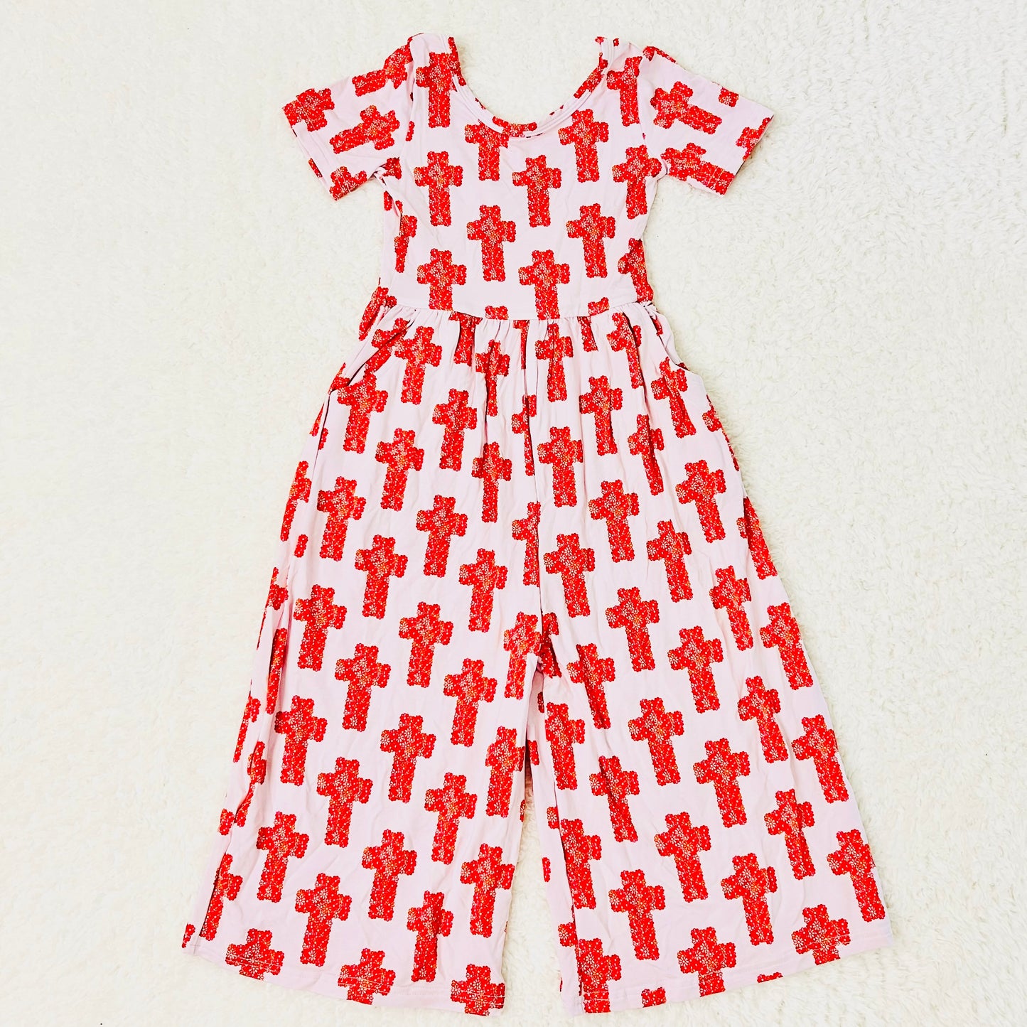 Pink Cross Bamboo Renna Romper