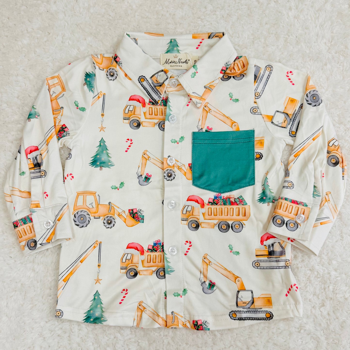 Christmas Construction Button Up