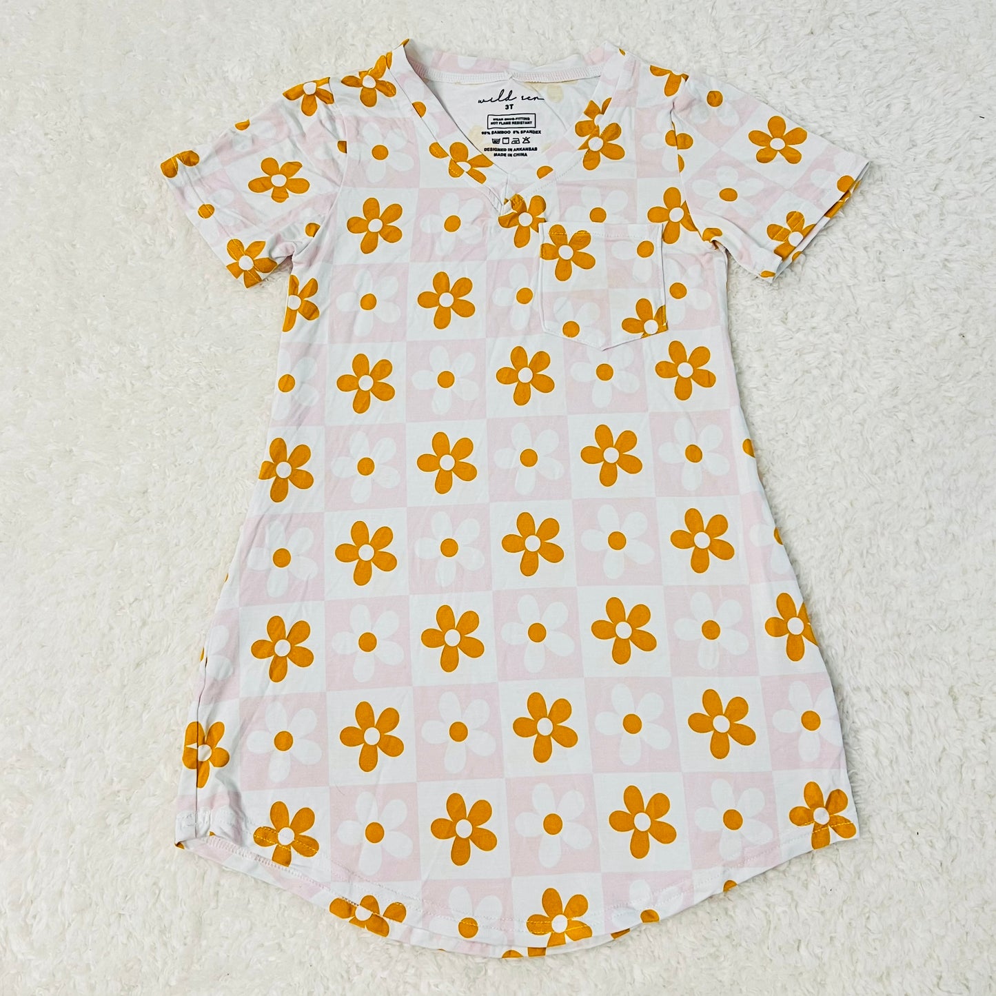 Checkered Flower Bamboo Nightgown