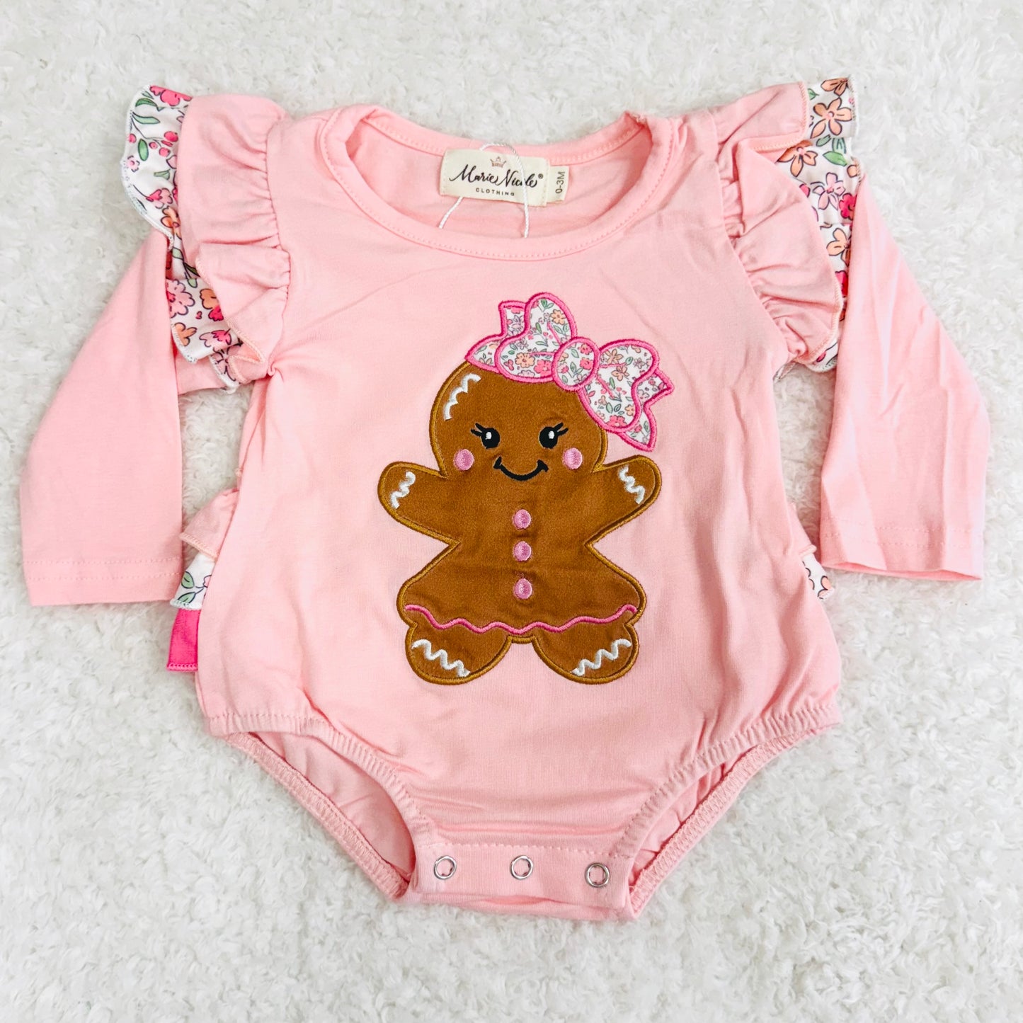 Pink Gingerbread Ruffle Romper