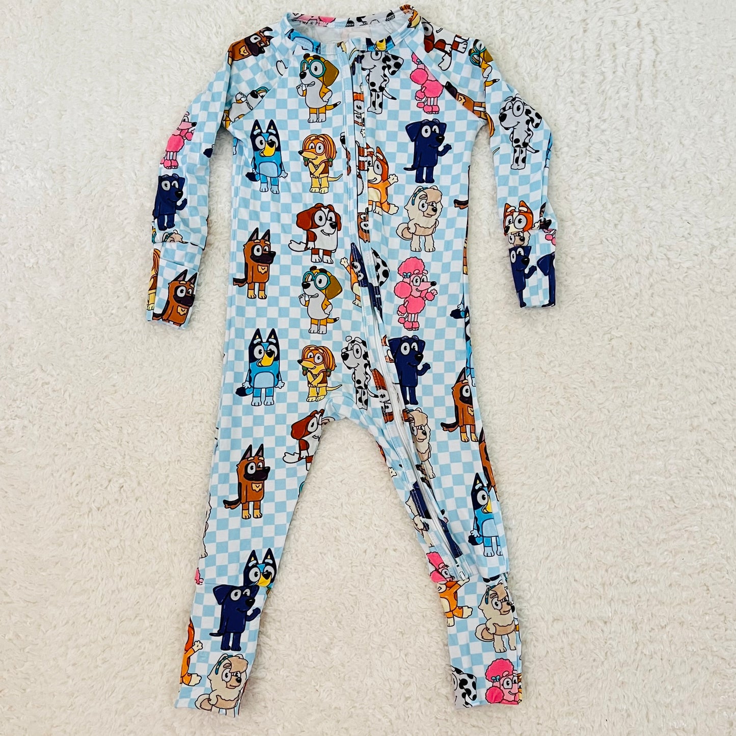 Checkered Heeler Friends Bamboo Zippy