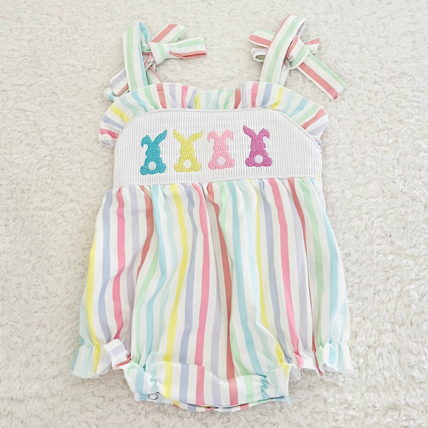 Striped Bunny Tail Romper