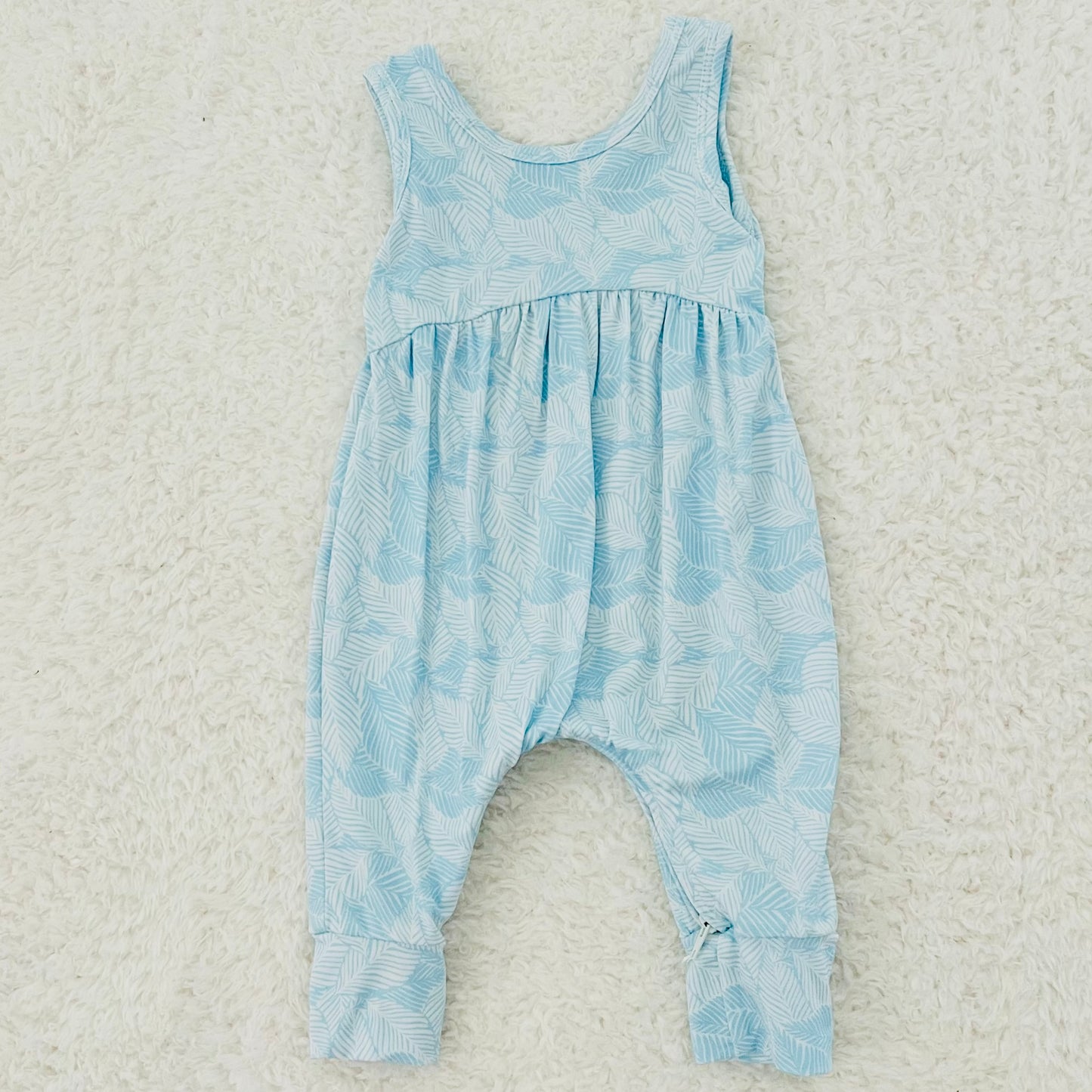 Blue Palm Bamboo Romper