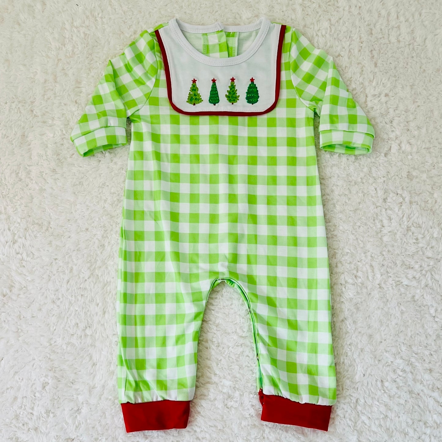 Christmas Tree Plaid Romper