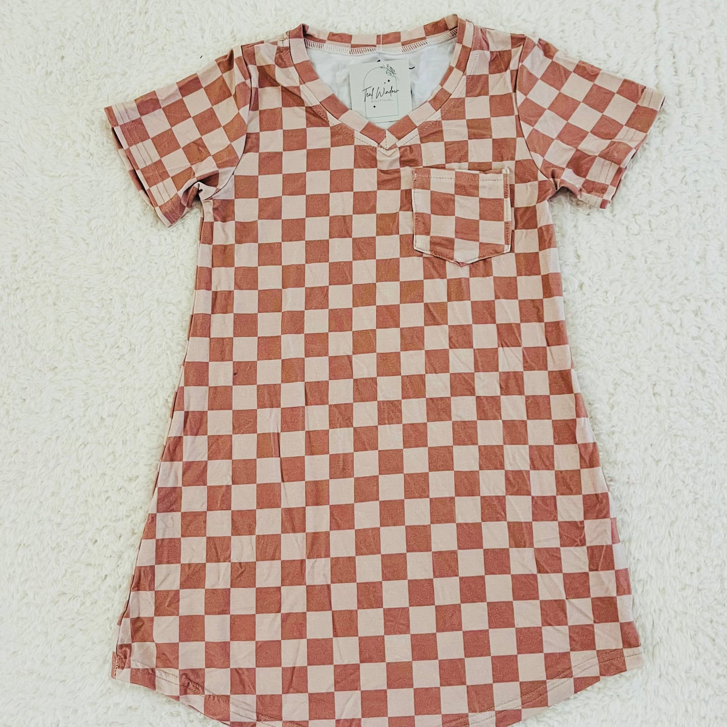 Neutral Checkered Bamboo Nightgown