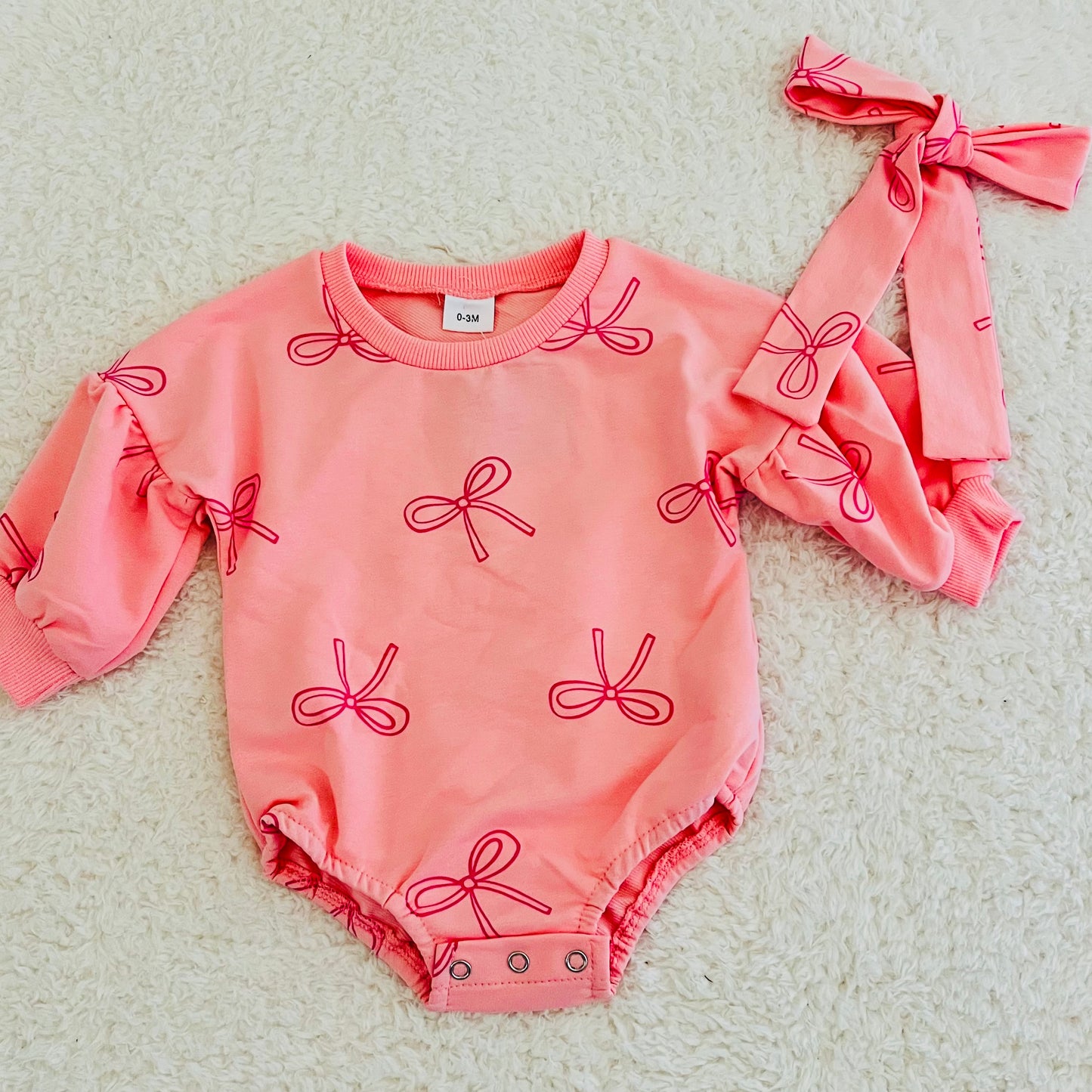 Ribbon Sweater Bubble Romper + Bow