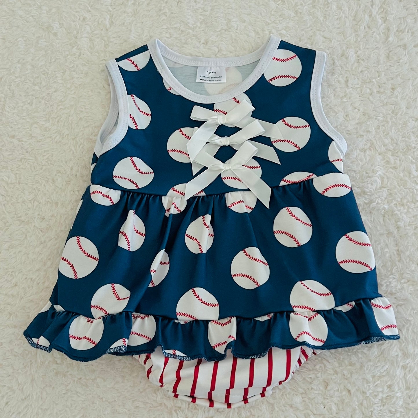 Baseball Ribbon Romper