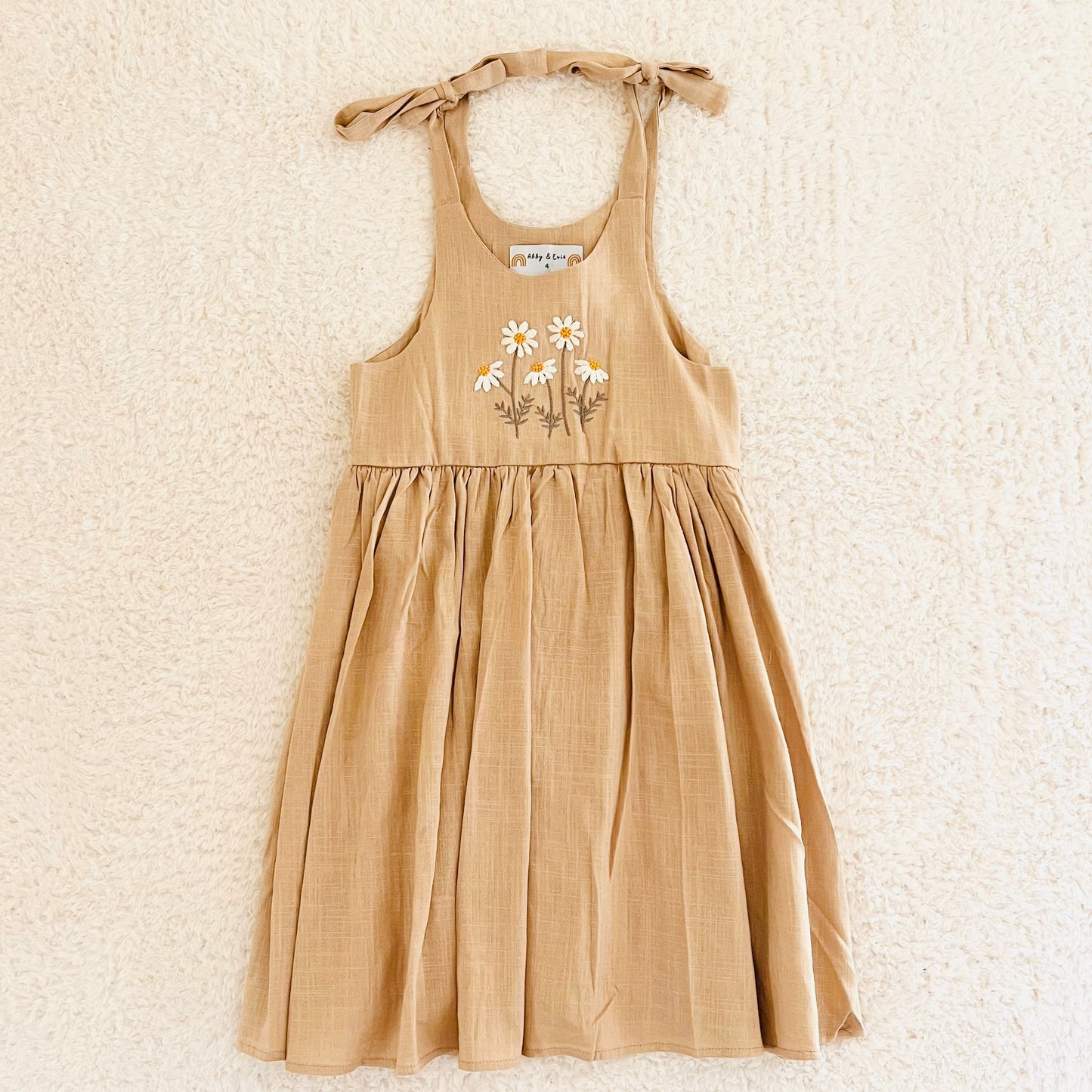 Tie Strap Embroidered Flower Dress