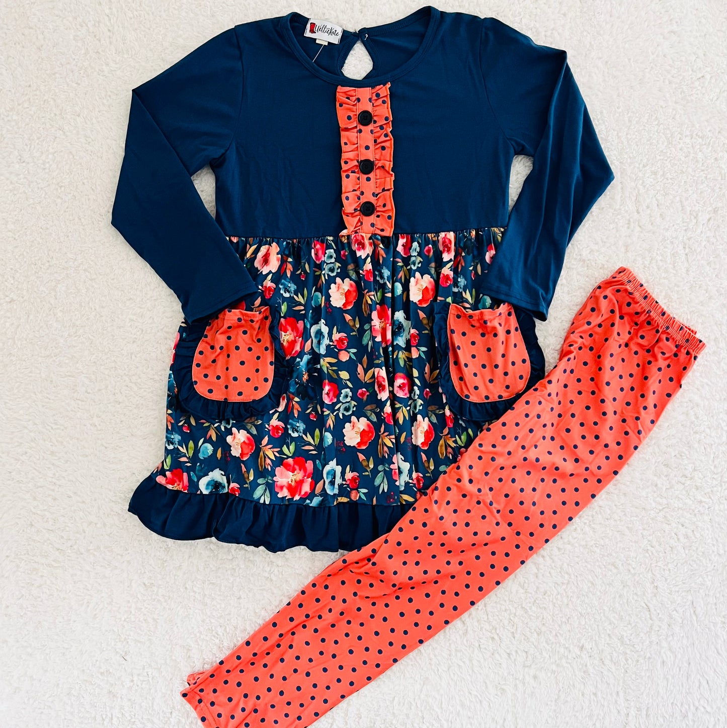 Navy & Coral Tunic Set