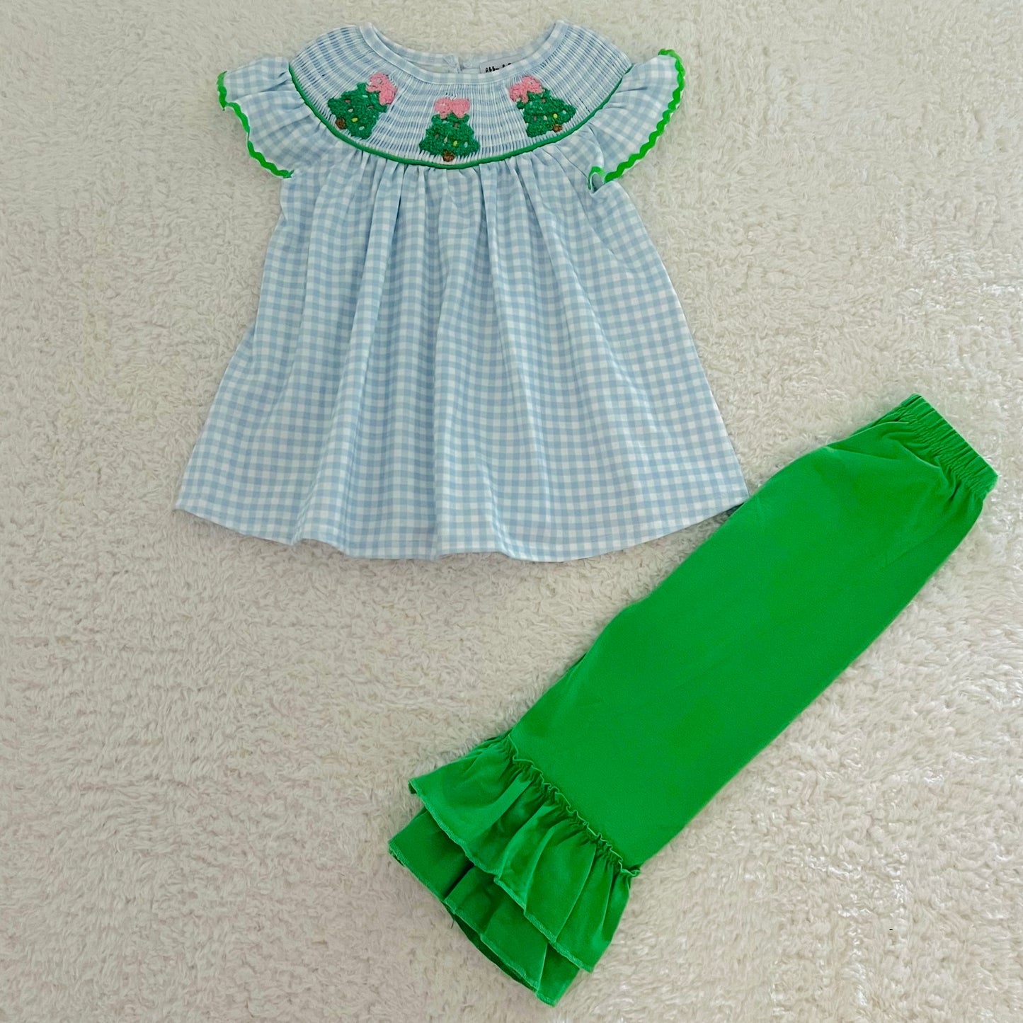 Pink Ribbon Tree Smocked Set