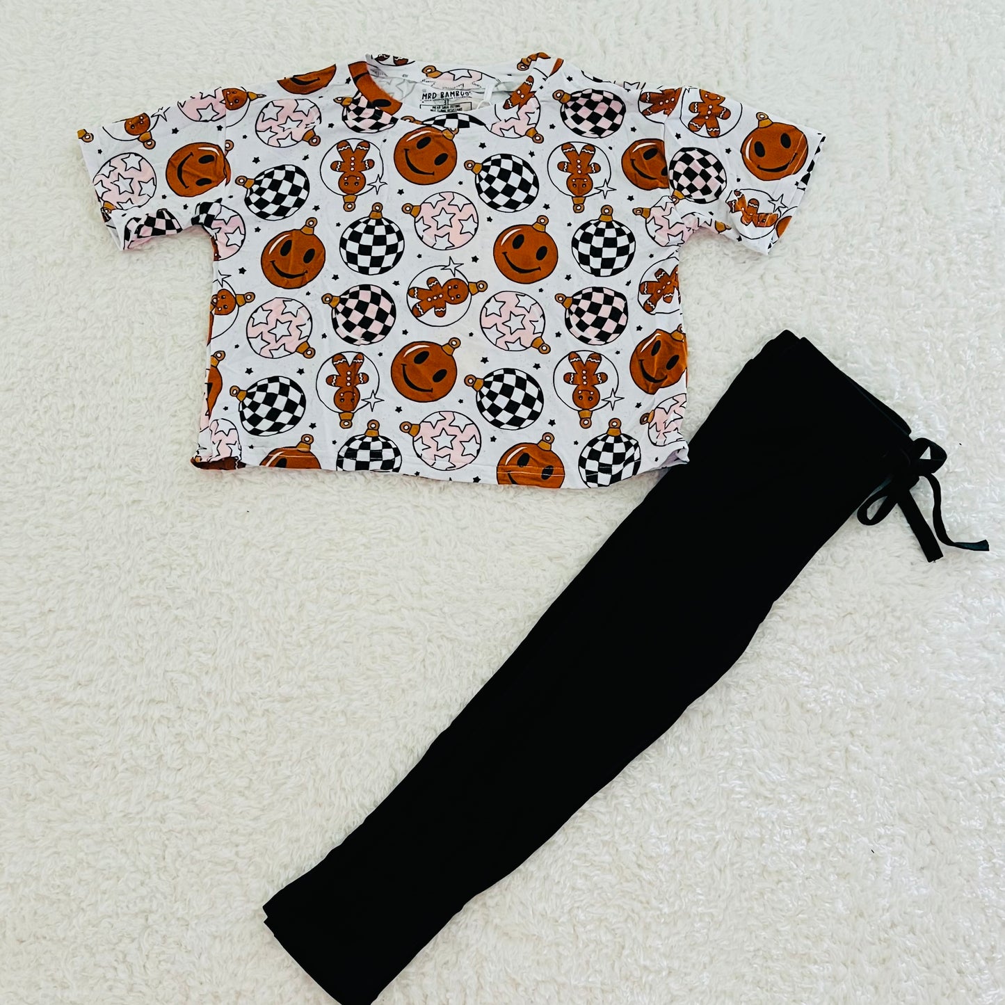 Pink Retro Christmas Bamboo Pant Set
