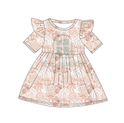 Pre-Order: God is Good KIDS Twirl Ruffle Dress with POCKETS *TWB CUSTOM*