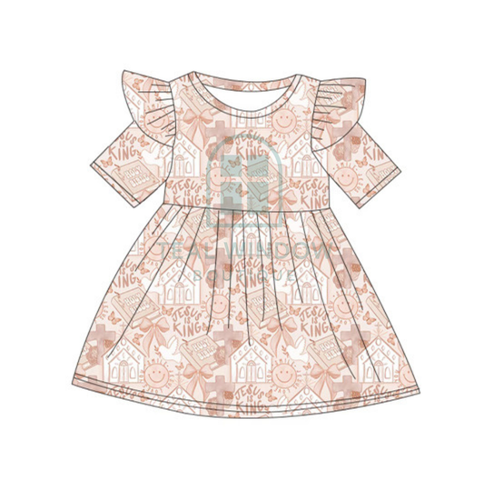 Pre-Order: God is Good KIDS Twirl Ruffle Dress with POCKETS *TWB CUSTOM*
