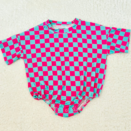 Pink and Teal Checkered Bamboo Bubble