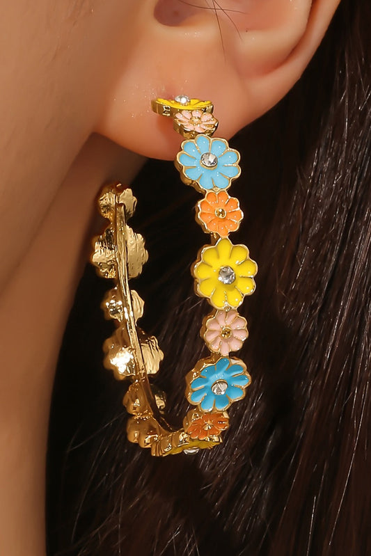 Colorful Flower Hoop Earrings