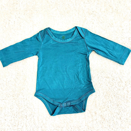 Teal Long Sleeve Bamboo Onesie