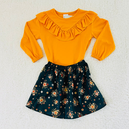 Mustard Floral Skirt Set