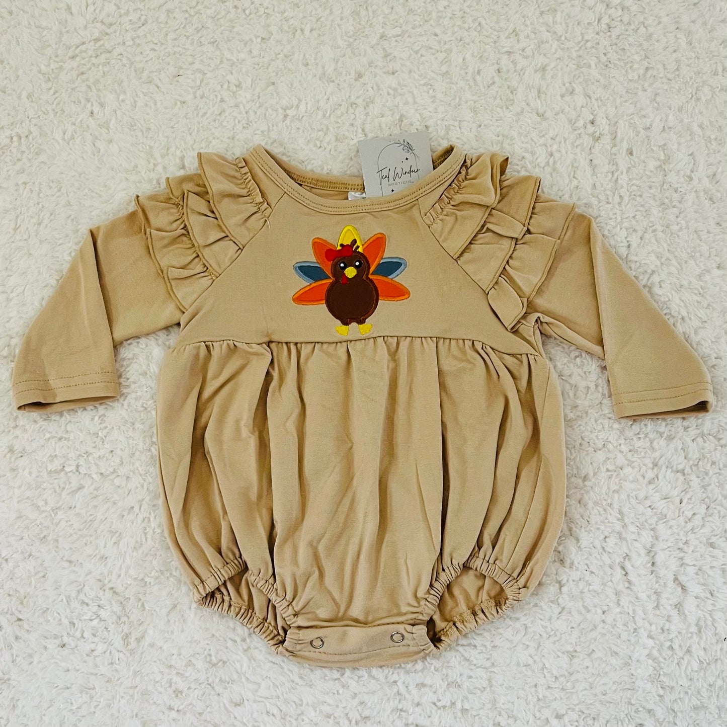 Tan Turkey Appliqué Romper