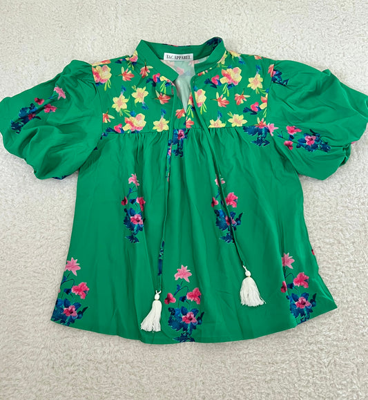 Green Floral Blouse