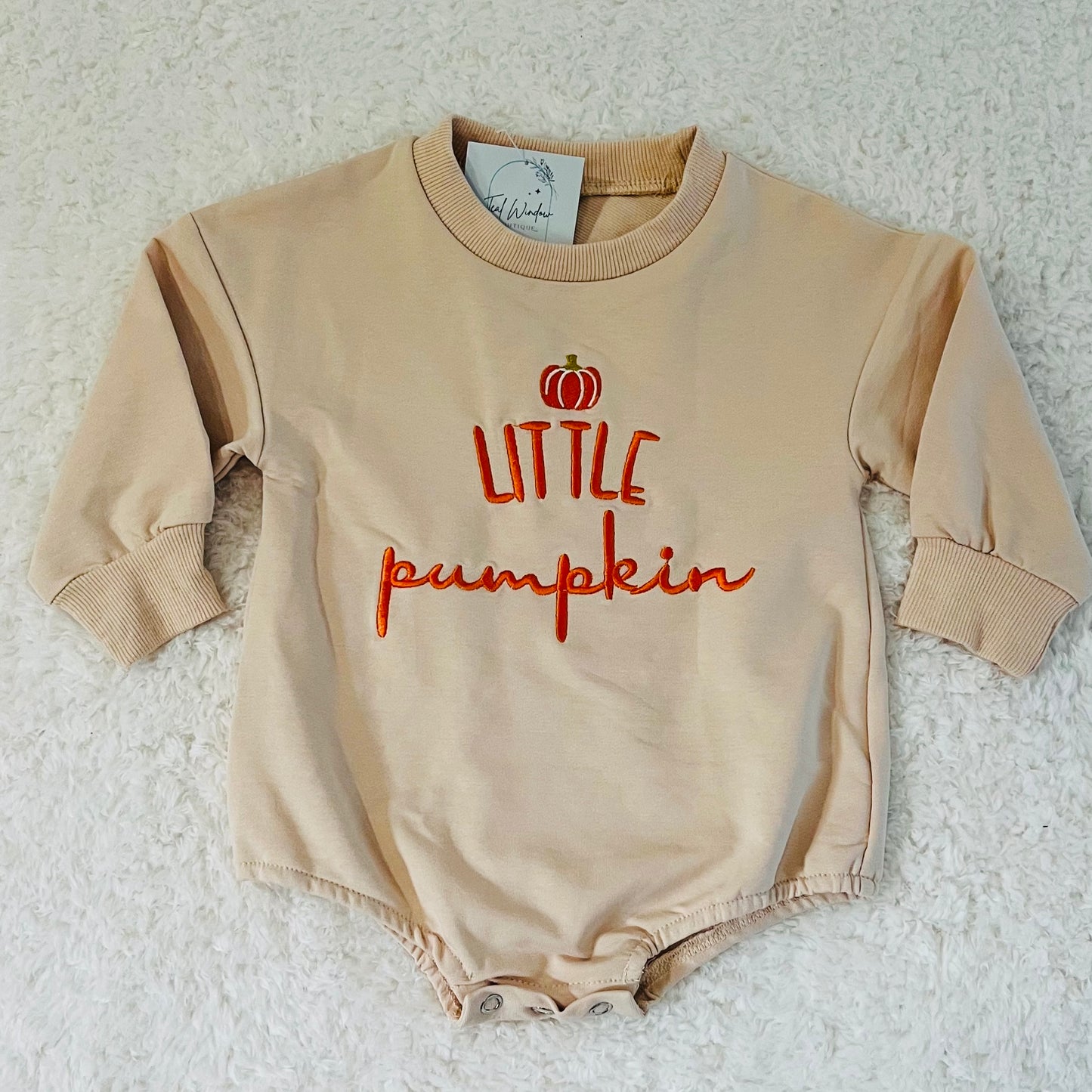 Embroidered Little Pumpkin Bubble Romper