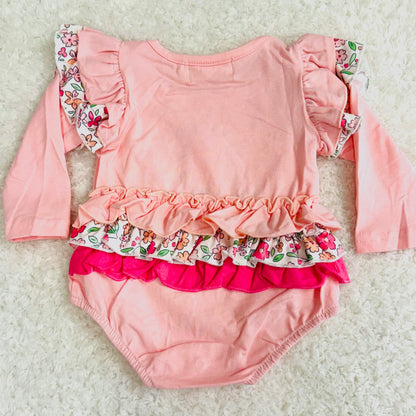 Pink Gingerbread Ruffle Romper