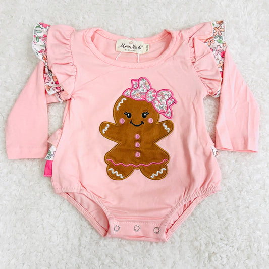 Pink Gingerbread Ruffle Romper