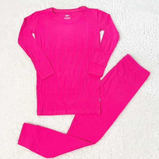 Hot Pink Ribbed Bamboo Set