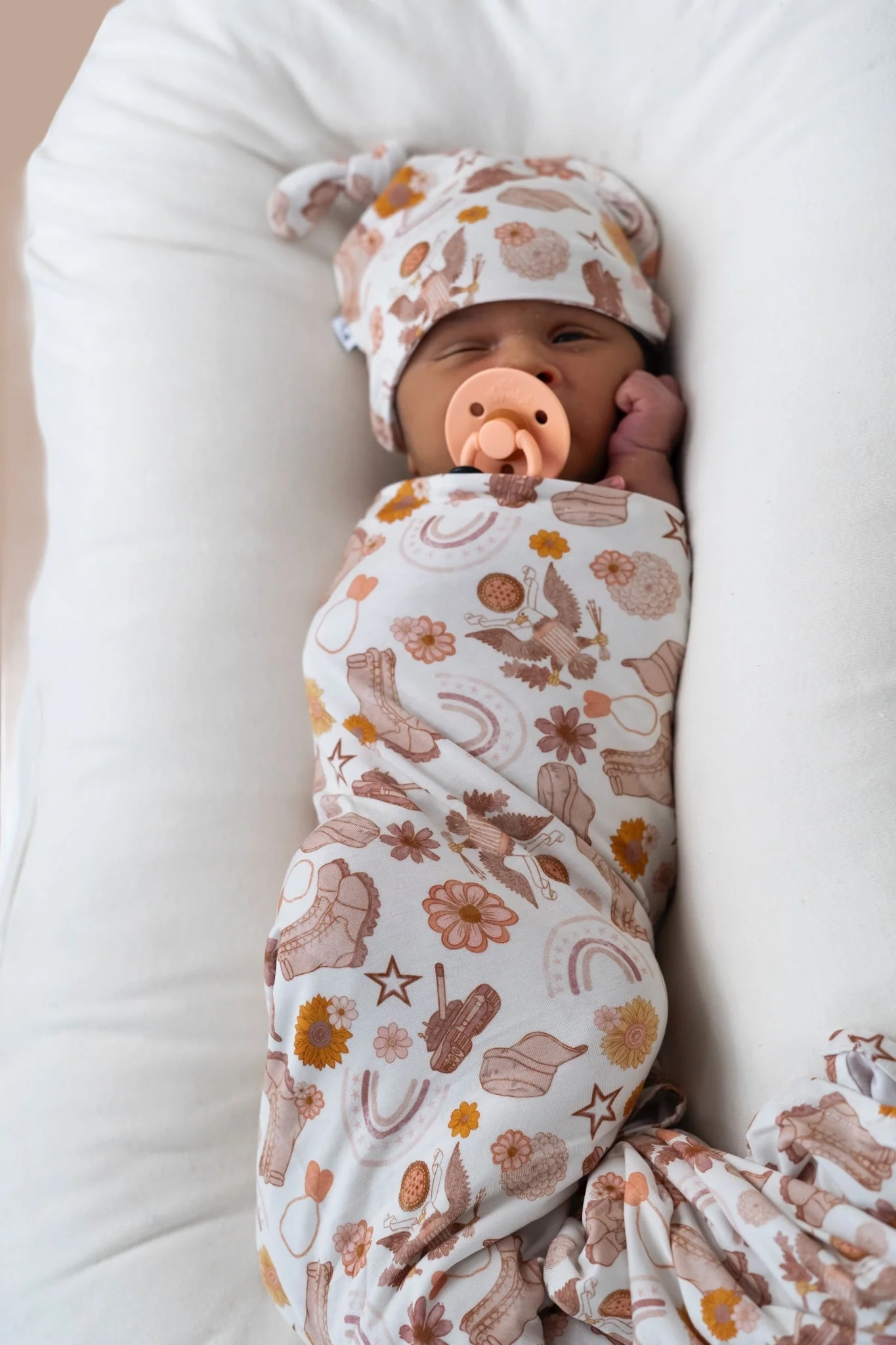 Boho Military Swaddle, Hat, & Bow