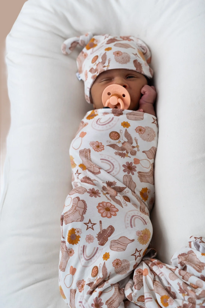 Boho Military Swaddle, Hat, & Bow