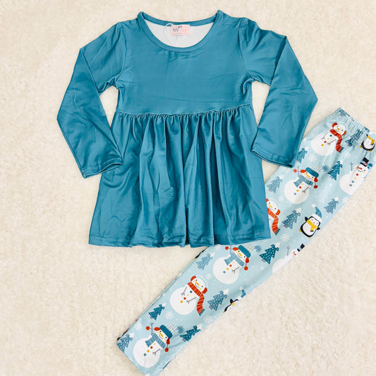 Teal Snowman Set