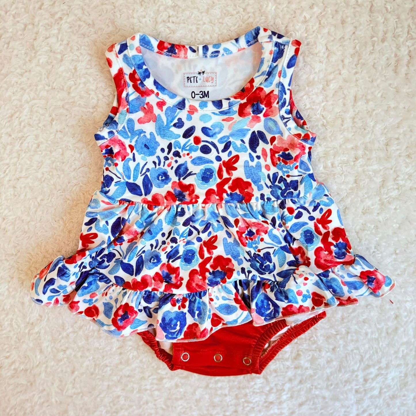 Patriotic Floral Twirl Romper
