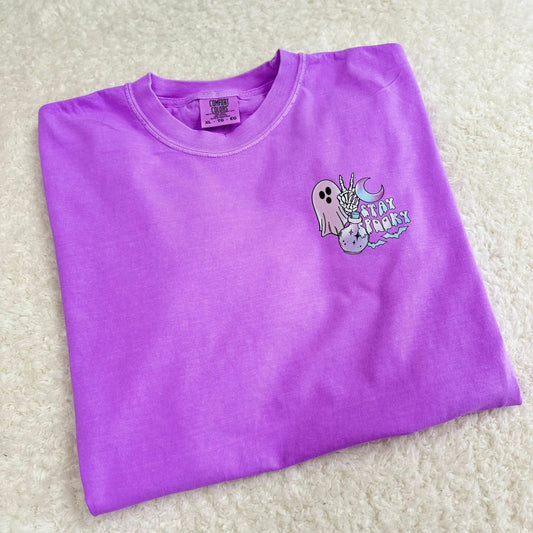 Purple Stay Spooky Pocket T-Shirt
