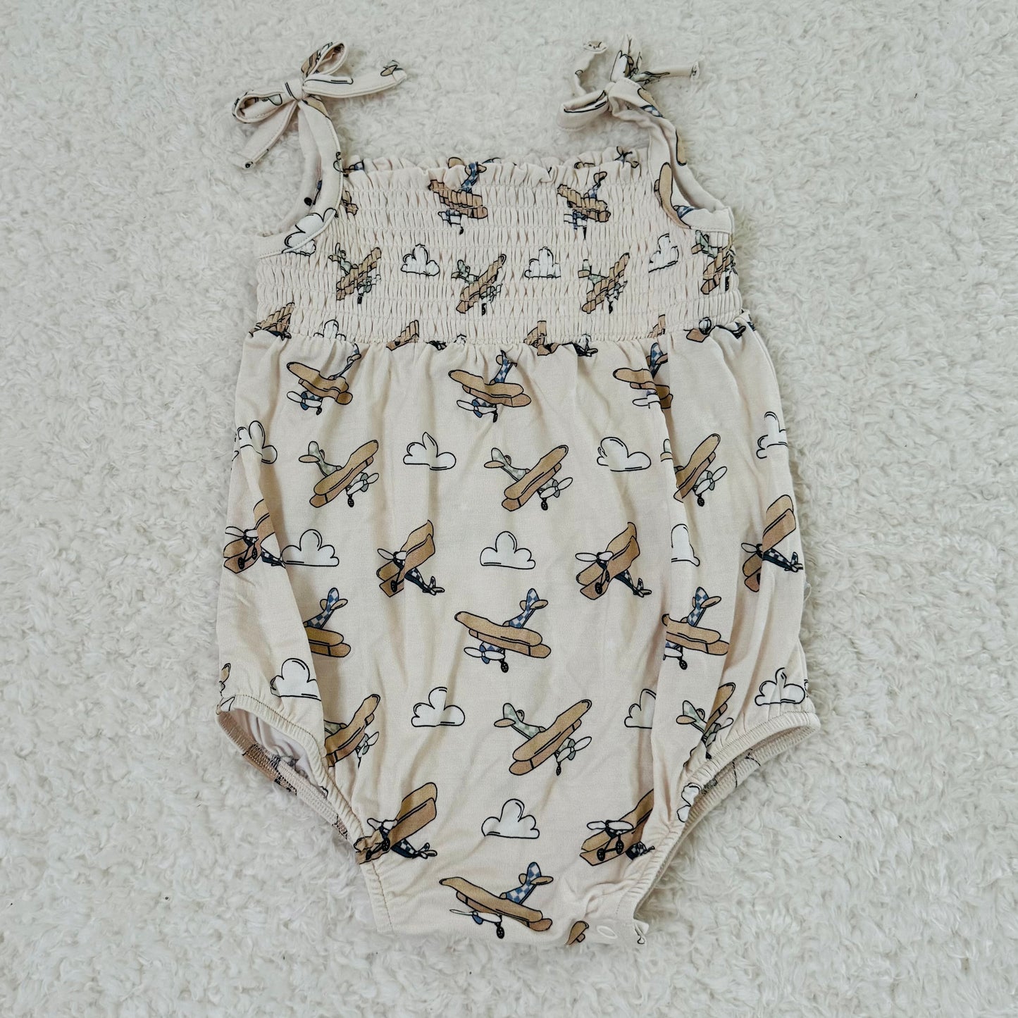 Vintage Airplane Bamboo Bubble Romper