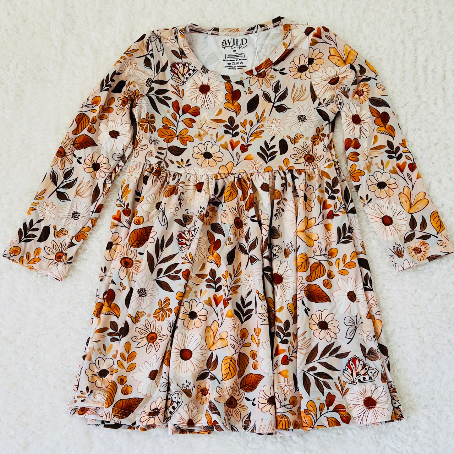 Autumn Floral Twirl Bamboo Dress