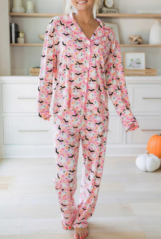 Pink Halloween Button Up PJs