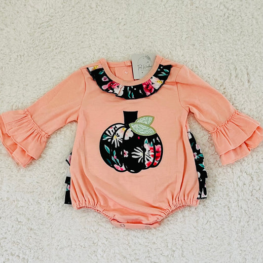 Floral Pumpkin Appliqué Romper