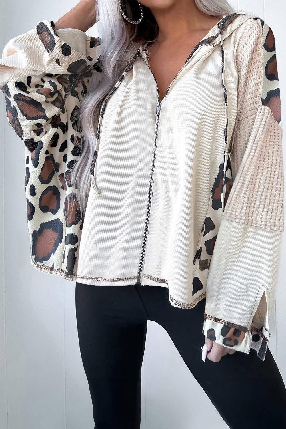 Apricot Leopard Zip Up