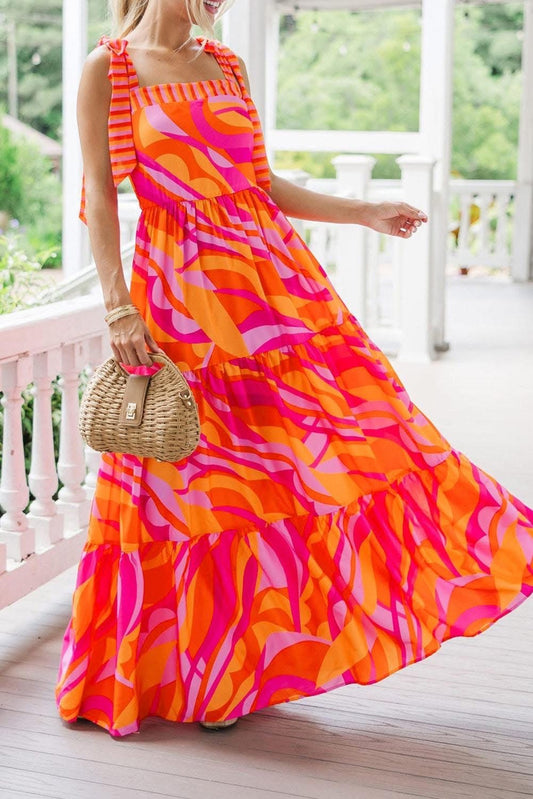 Pink & Orange Maxi Dress