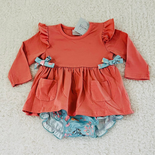 Coral & Blue Romper