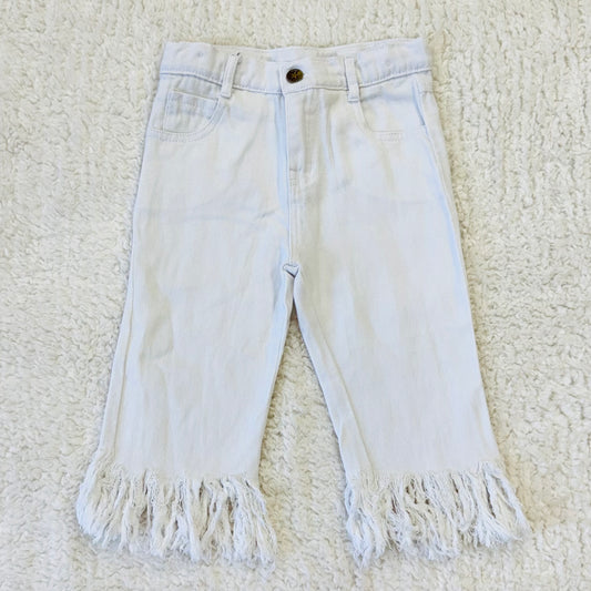 White Frayed Capris