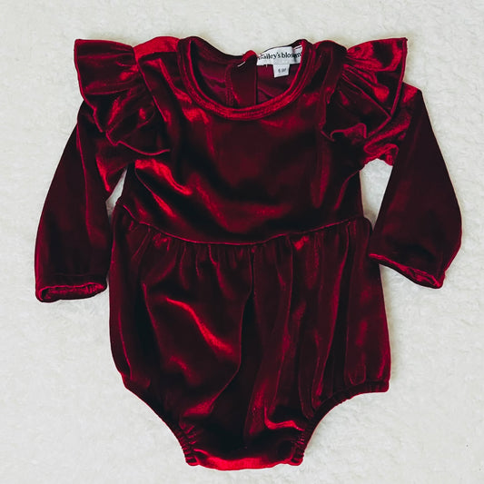 Red Velour Bubble Romper