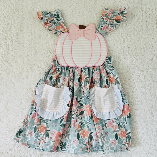 Floral Pumpkin Applique Dress