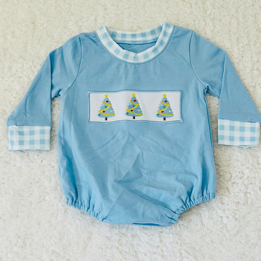 Blue Christmas Tree Romper