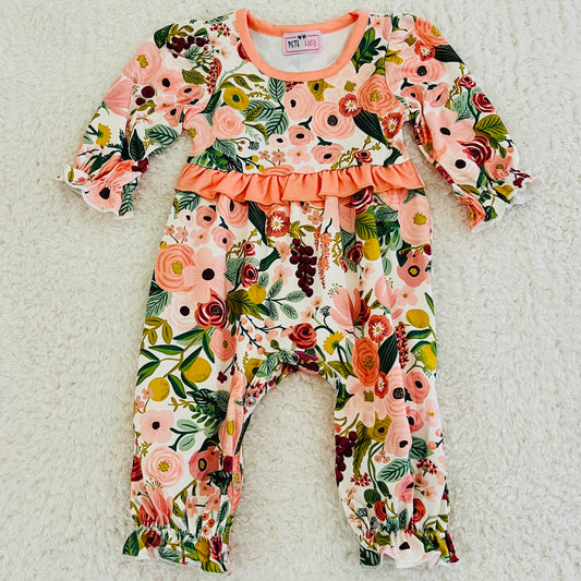 Coral Floral Romper