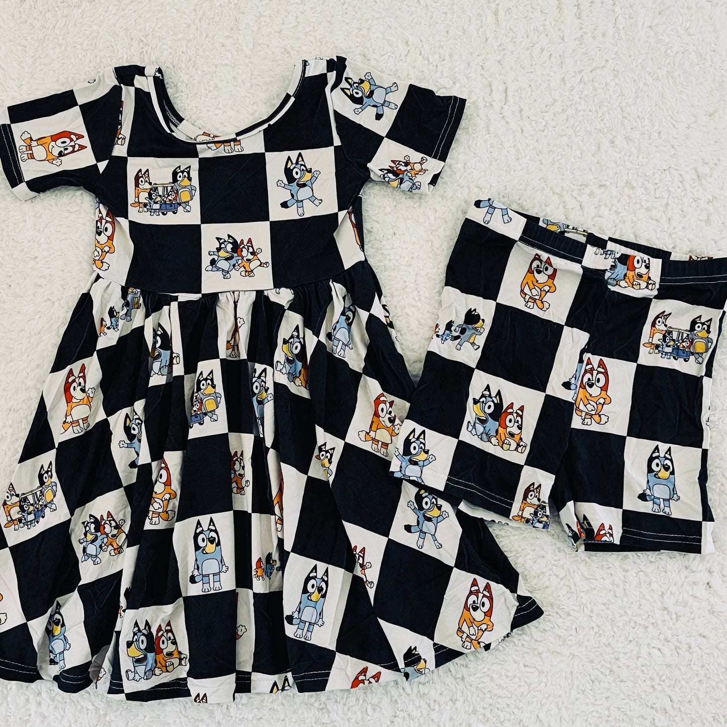 Checkered Heeler Twirl Dress + Shorts