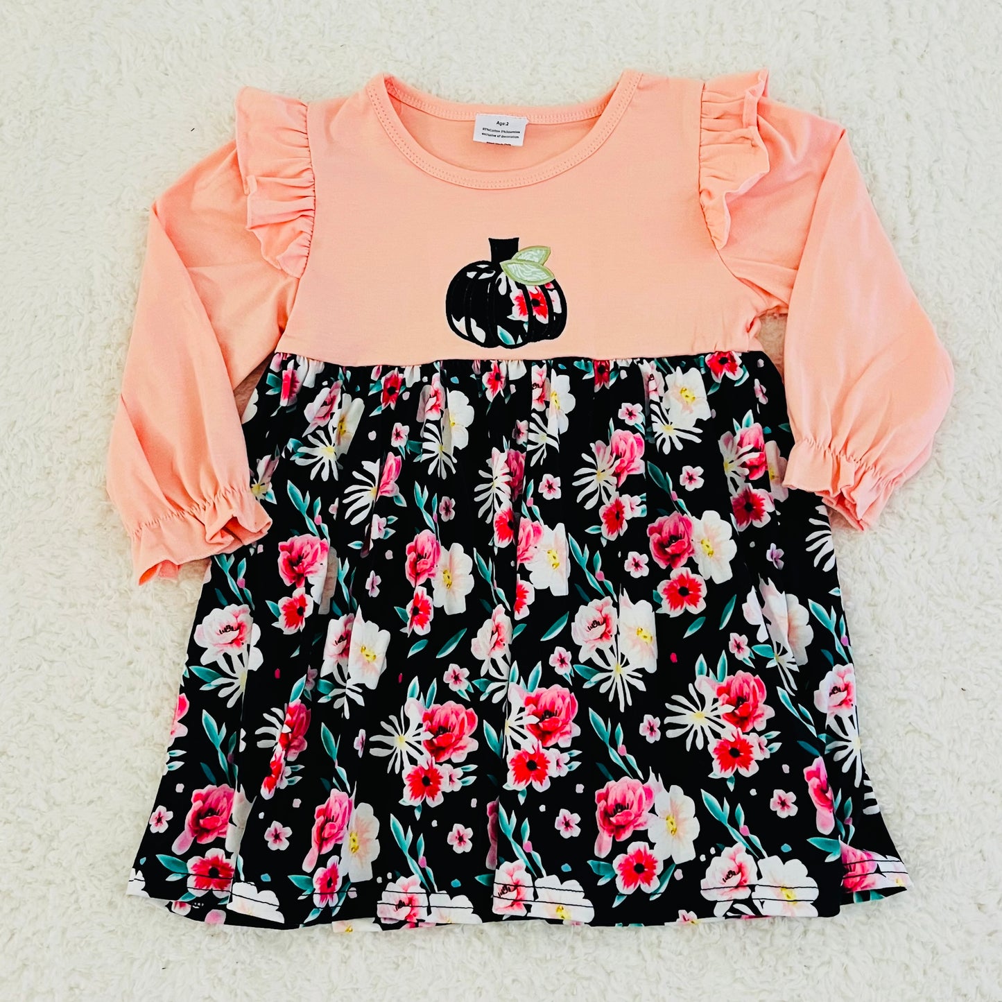 Floral Pumpkin Appliqué Dress