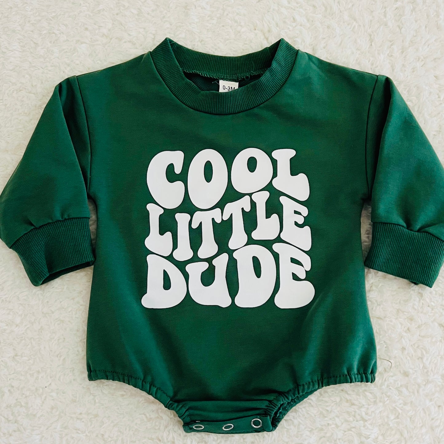 Green Cool Little Dude Bubble Romper