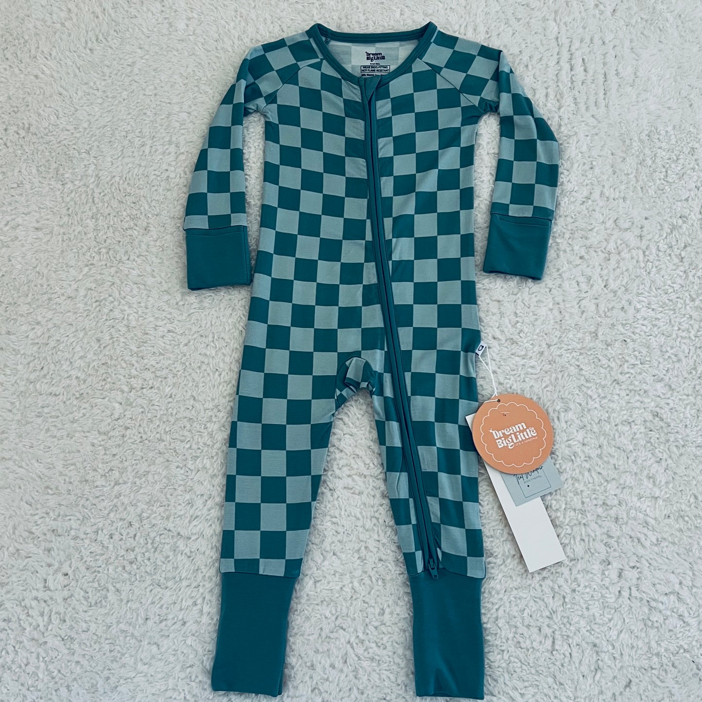 Teal Checkered Bamboo Zippy