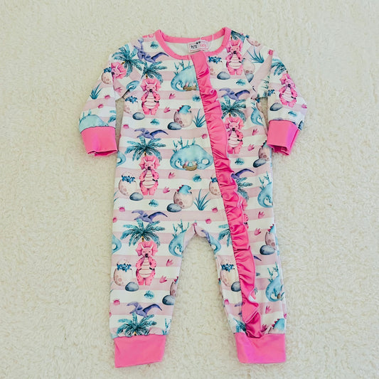 Pink Dinosaur Zip Romper